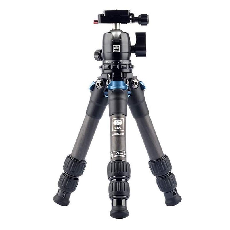 SIRUI AM-223 Carbon Fiber Camera Tripod Mini Travel Compact Tripod with 360Â° B-00K Ball Head, Arca Swiss Quick Release Plate, Loads up 15KG, Max Height 16", Folded Height 12.1",Black - Image 1